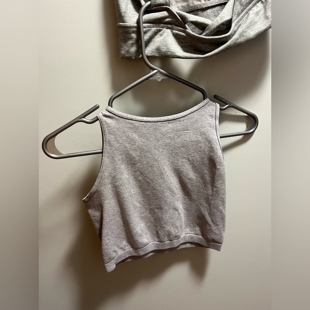 Free People Grey Ribbed Racerback Bralette & Crop Tank Set - Picture 4 of 4